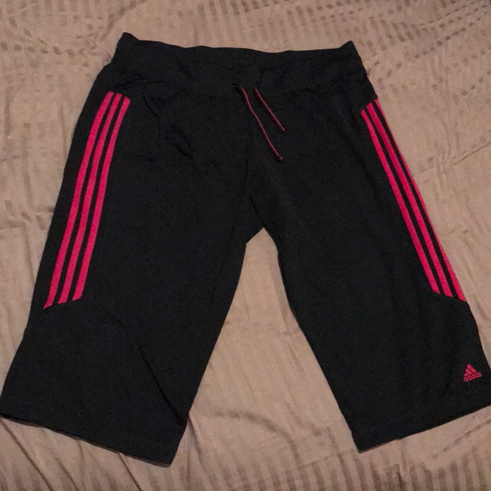 Women’s large black and pink adidas sweatpants